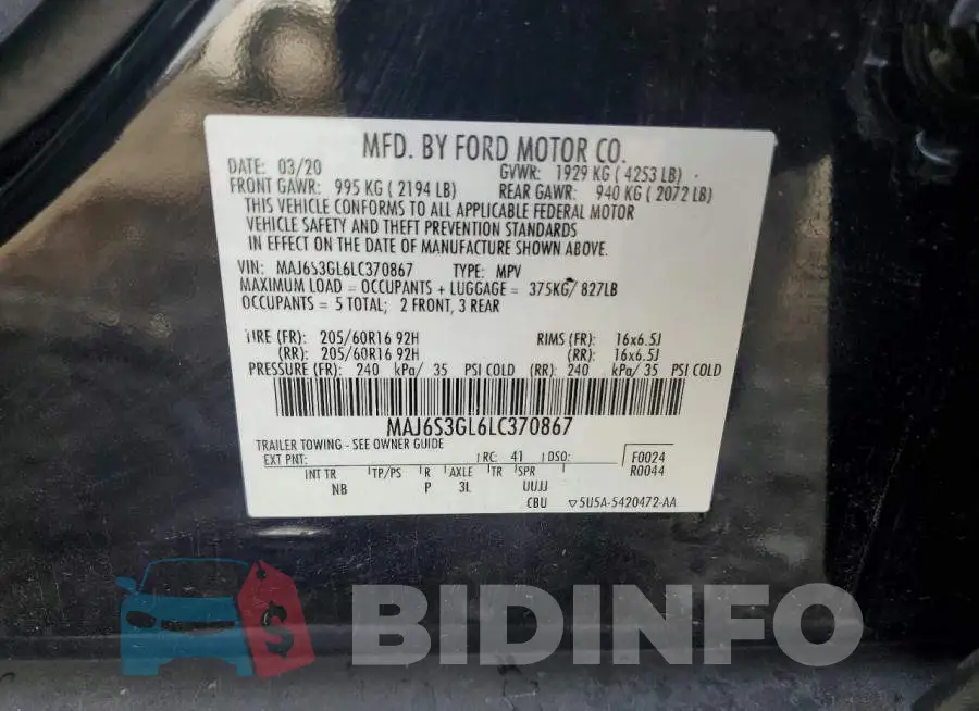 MAJ6S3GL6LC370867 Photo# 12