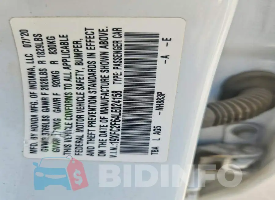 19XFC2F64LE024158 Photo# 12