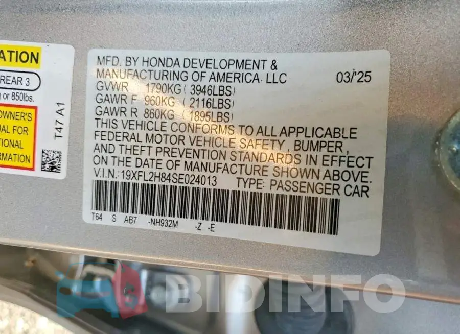 19XFL2H84SE024013 Photo# 13