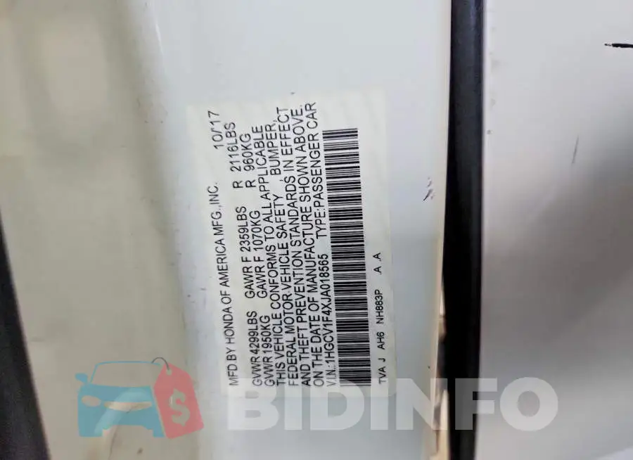 1HGCV1F4XJA018565 Photo# 12