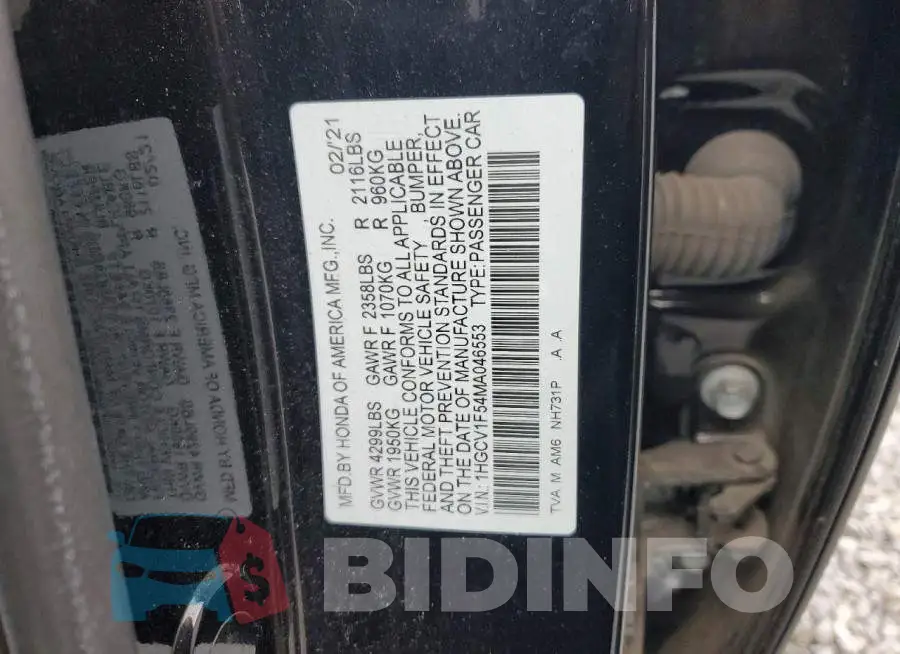 1HGCV1F54MA046553 Photo# 12