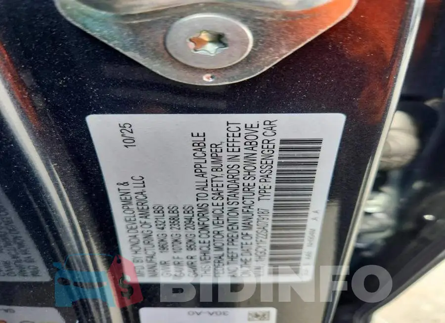 1HGCY1F22SA079187 Photo# 12