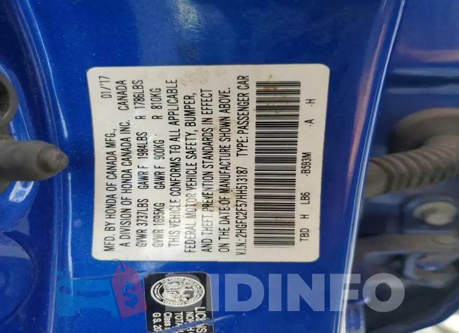 2HGFC2F57HH513187 Photo# 12