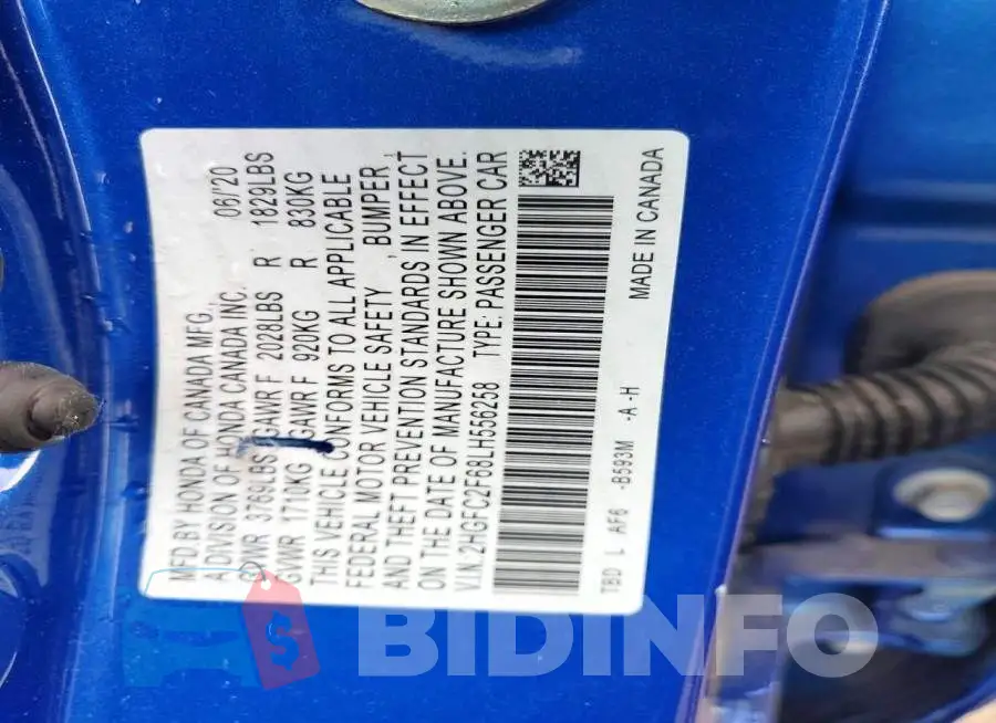 2HGFC2F68LH556258 Photo# 12
