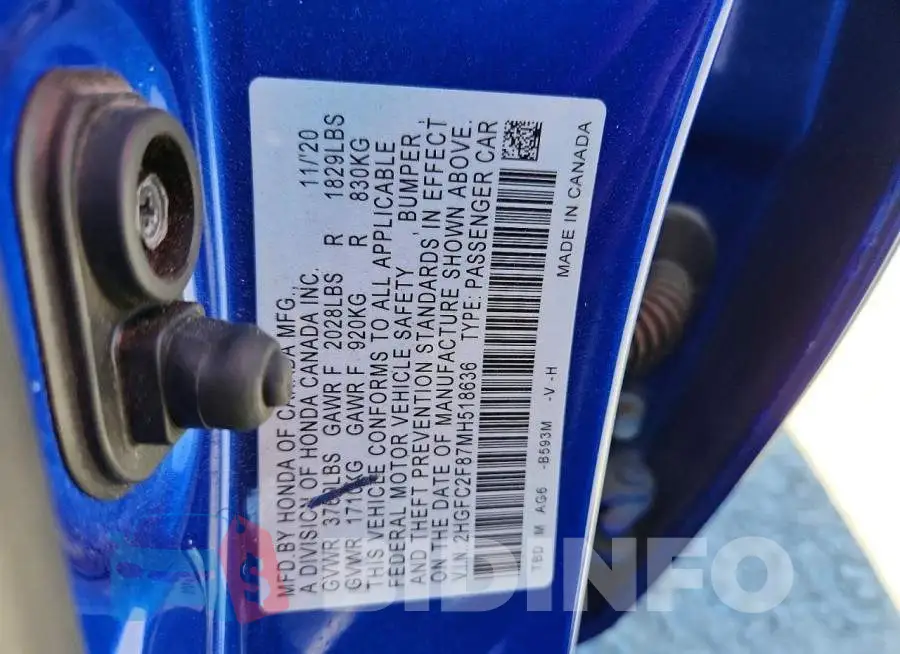 2HGFC2F87MH518636 Photo# 12