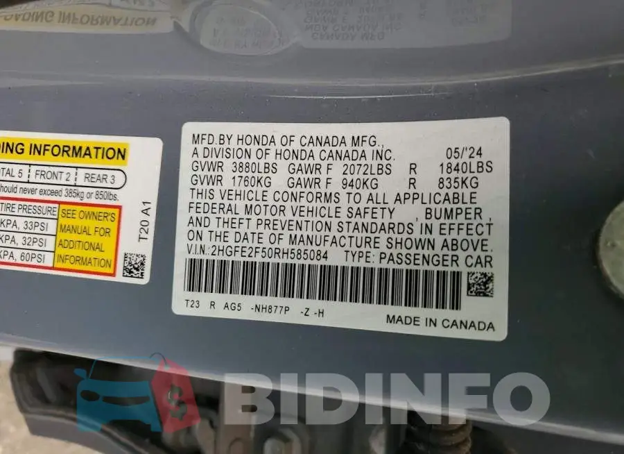 2HGFE2F50RH585084 Photo# 12