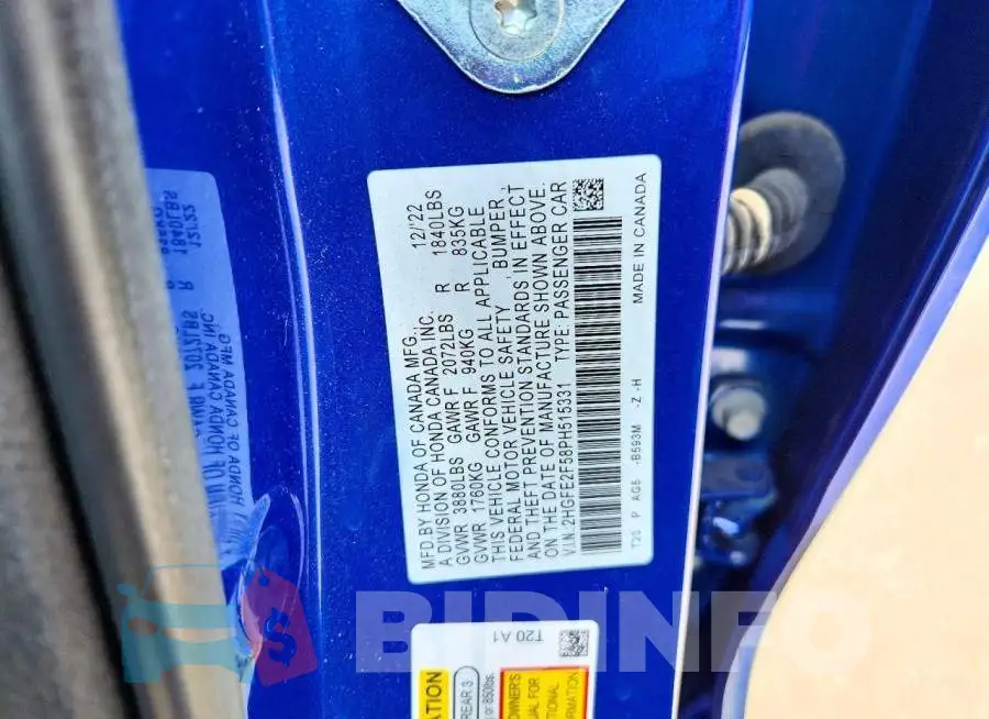 2HGFE2F58PH515331 Photo# 13