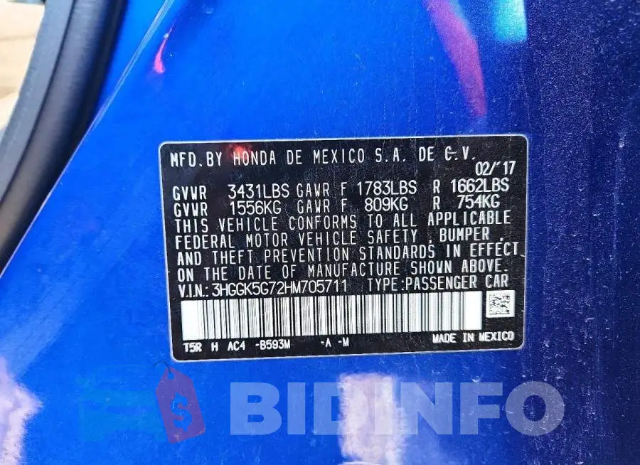 3HGGK5G72HM705711 Photo# 12
