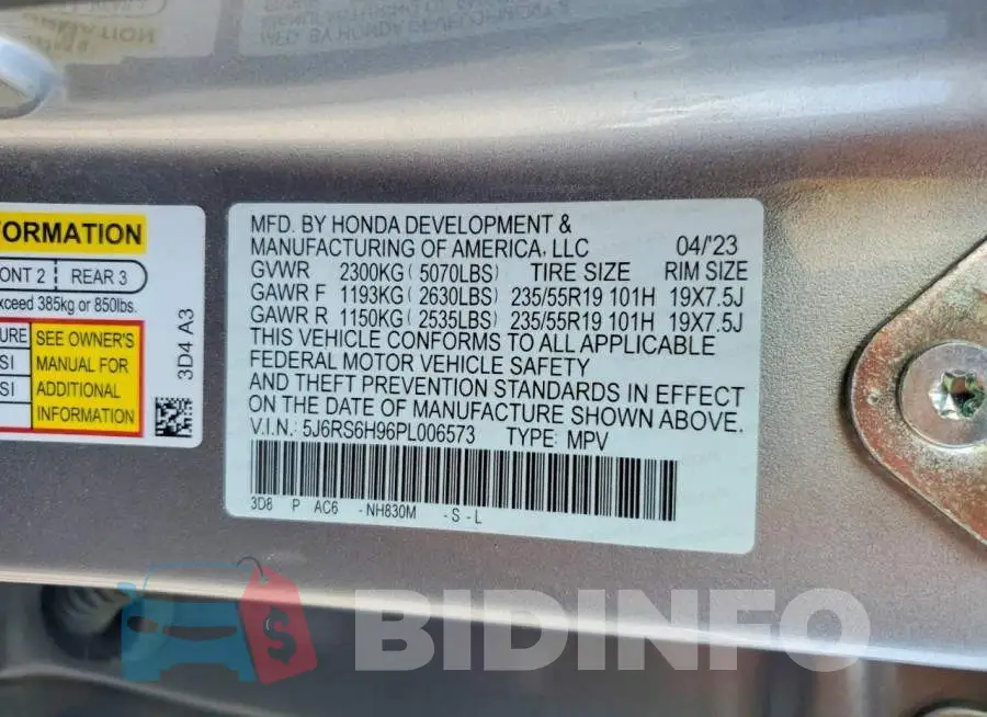 5J6RS6H96PL006573 Photo# 12