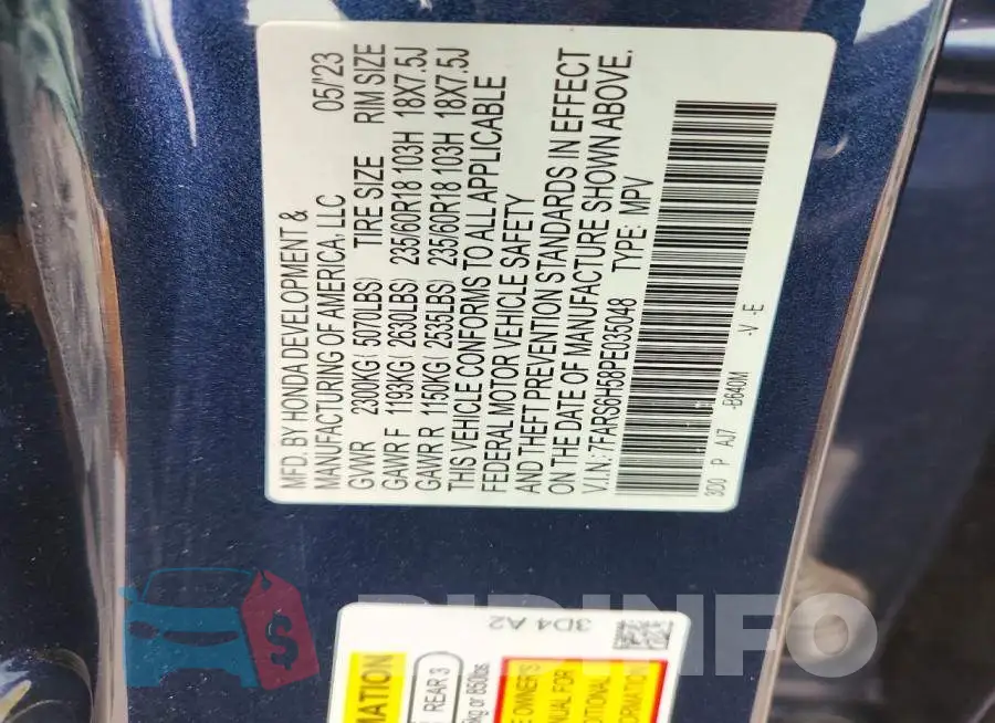 7FARS6H58PE035048 Photo# 13