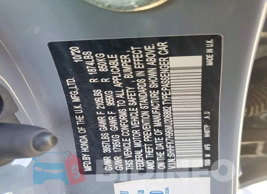 SHHFK7H96MU206882 Photo# 12