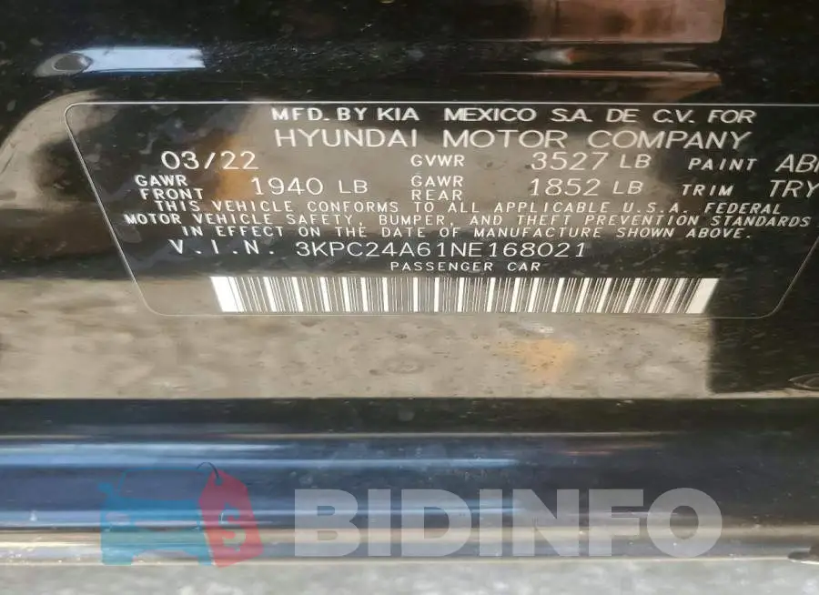3KPC24A61NE168021 Photo# 12