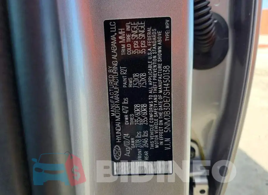 5NMJB3DE7SH450138 Photo# 14