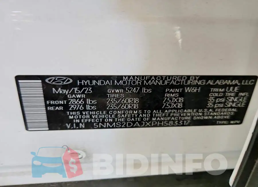 5NMS2DAJXPH583317 Photo# 12