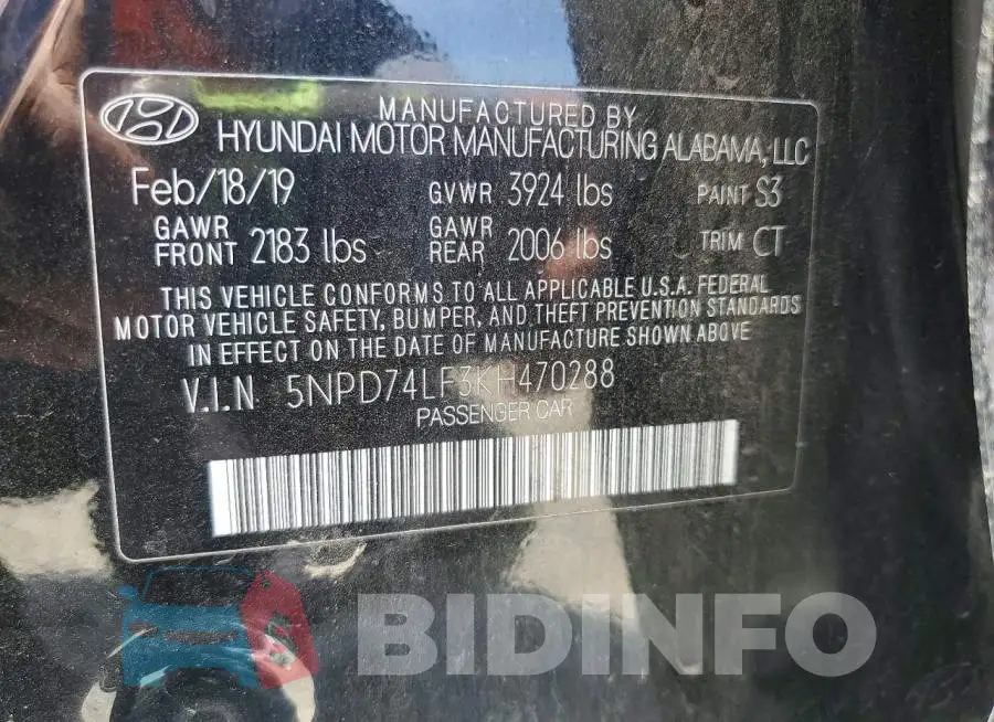 5NPD74LF3KH470288 Photo# 12