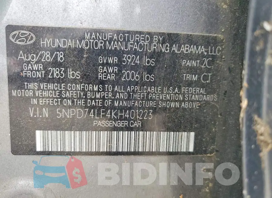 5NPD74LF4KH401223 Photo# 12