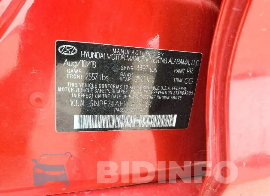 5NPE24AF9KH731154 Photo# 12