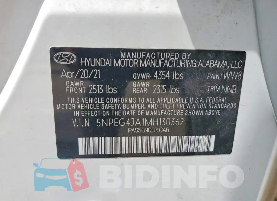 5NPEG4JA1MH130362 Photo# 12