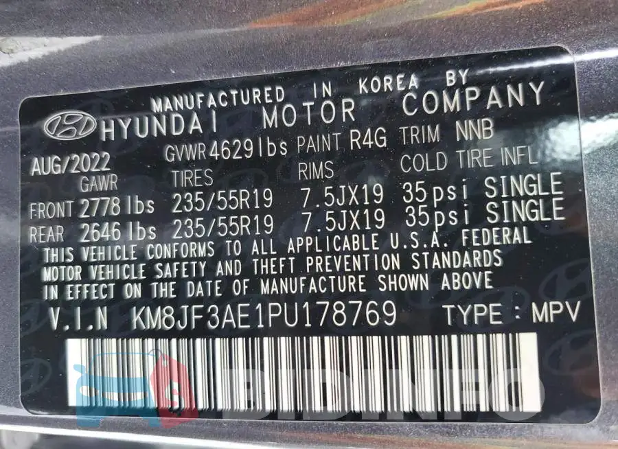 KM8JF3AE1PU178769 Photo# 14