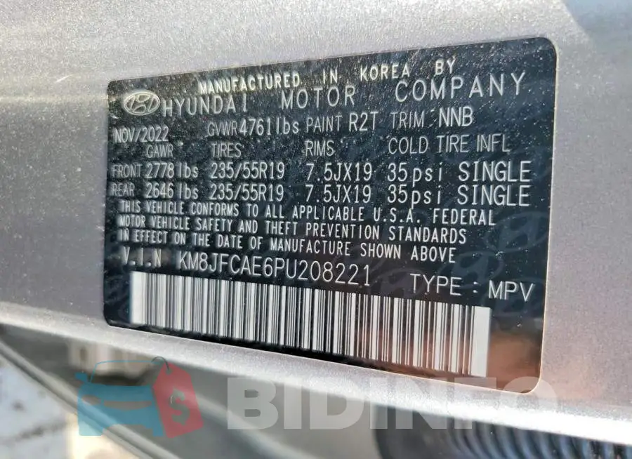 KM8JFCAE6PU208221 Photo# 13