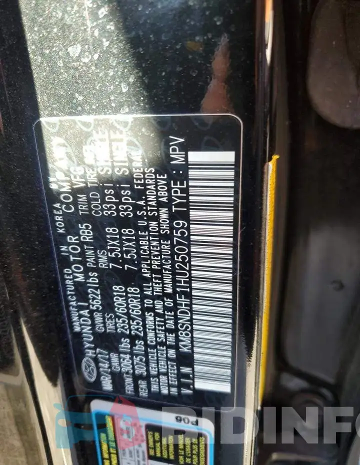 KM8SNDHF1HU250759 Photo# 12