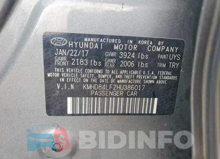 KMHD84LF2HU386017 Photo# 12