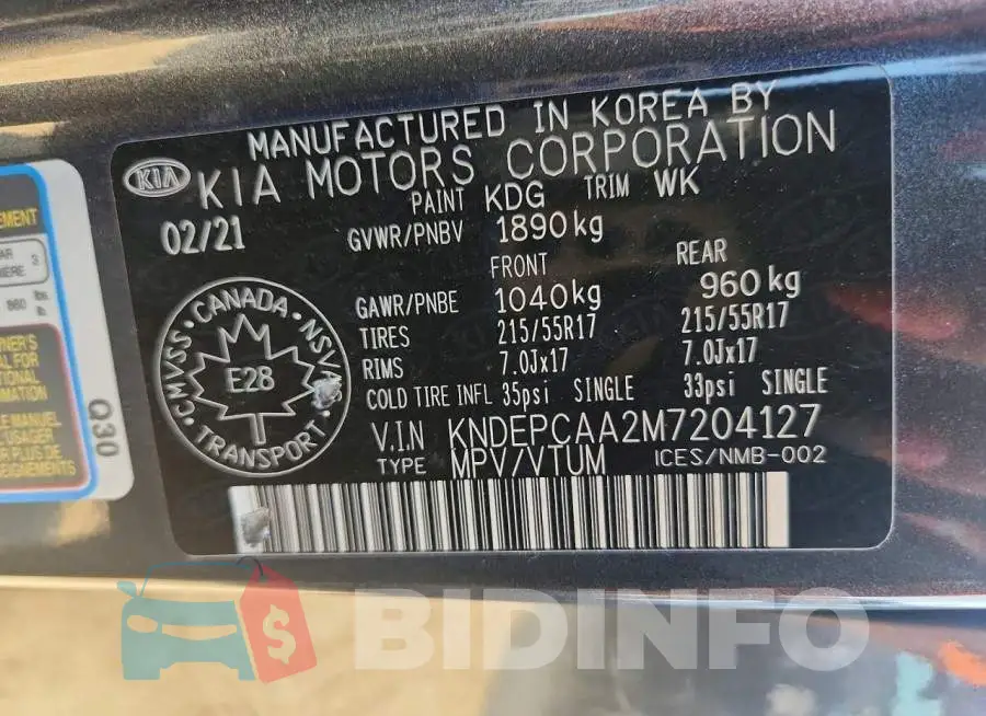 KNDEPCAA2M7204127 Photo# 13