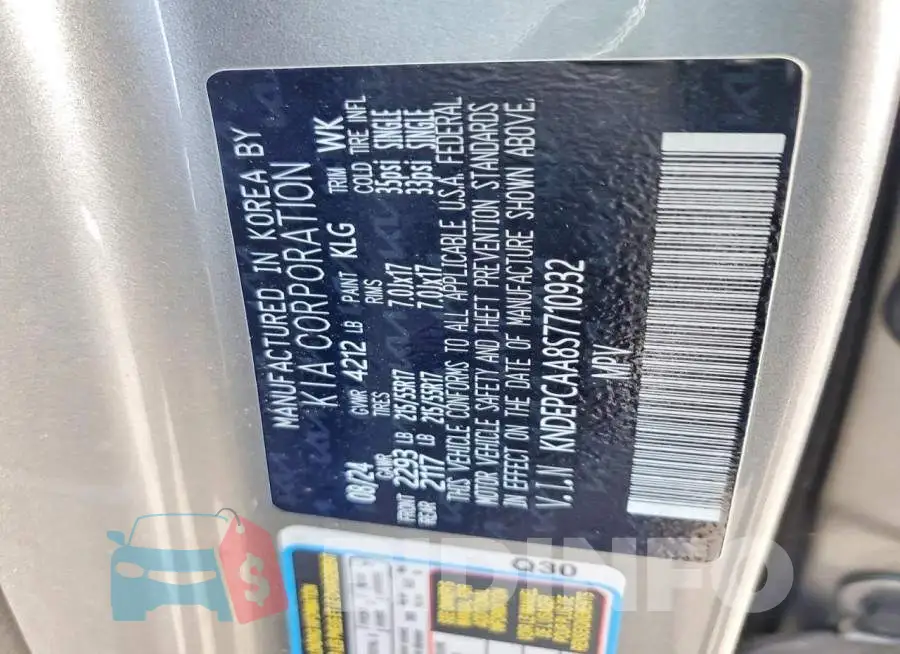 KNDEPCAA8S7710932 Photo# 13