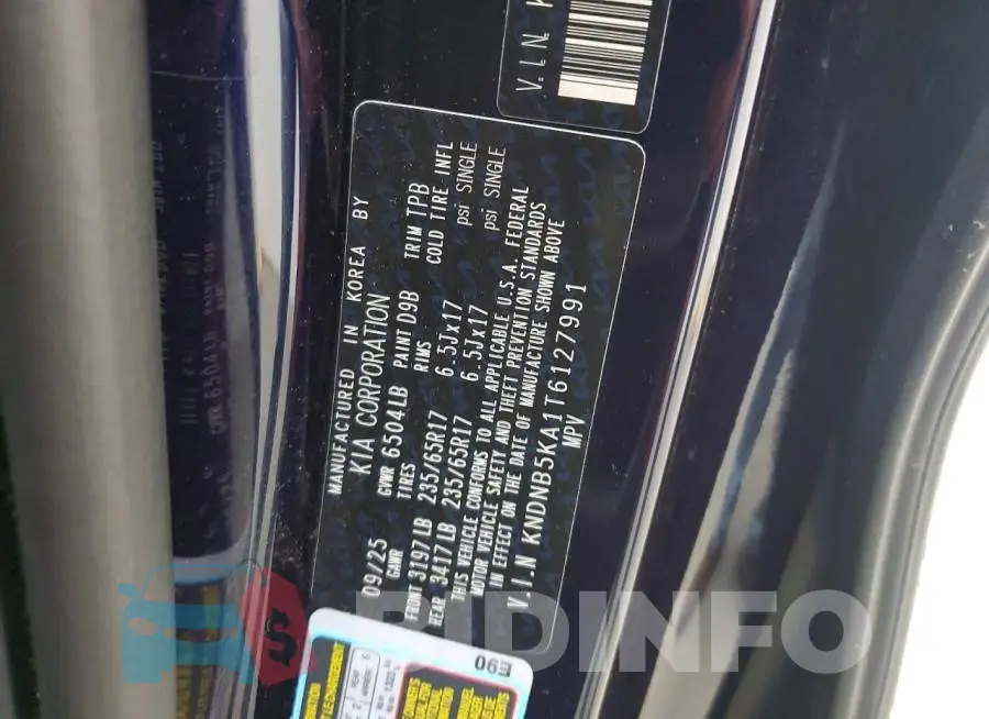 KNDNB5KA1T6127991 Photo# 13