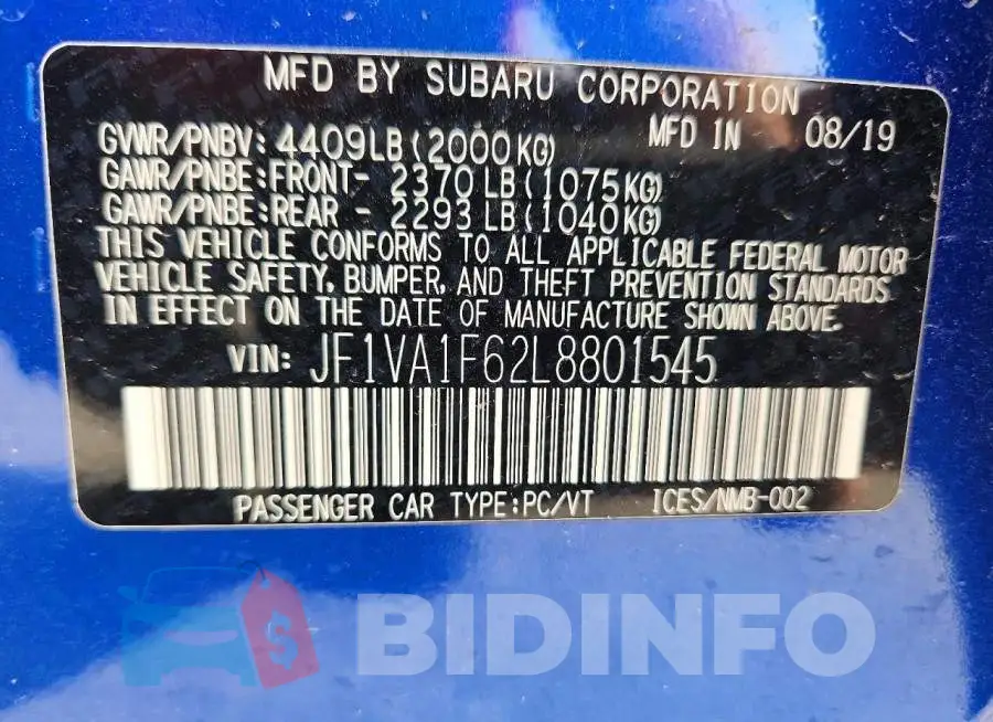 JF1VA1F62L8801545 Photo# 13