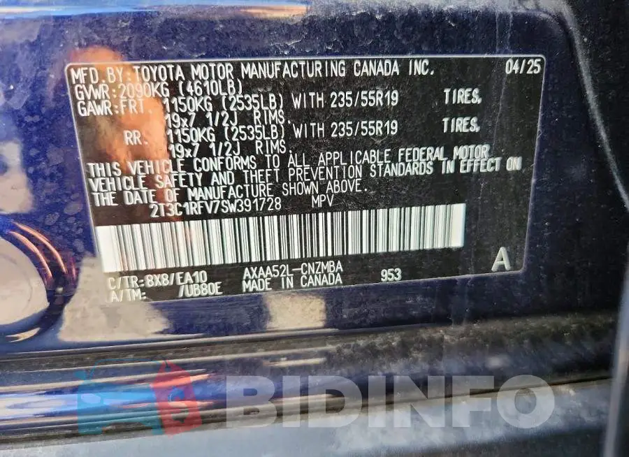 2T3C1RFV7SW391728 Photo# 13