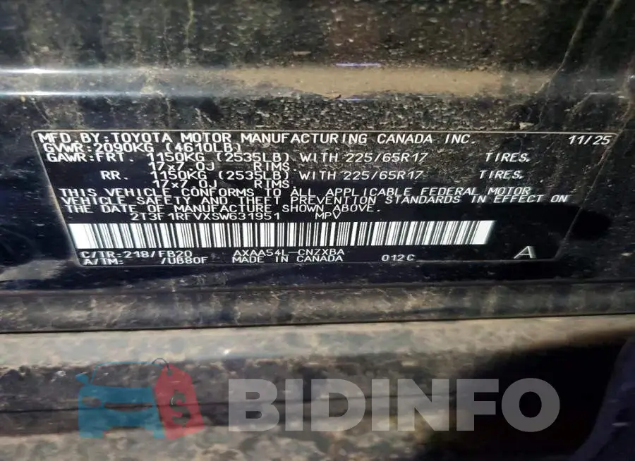 2T3F1RFVXSW631951 Photo# 14