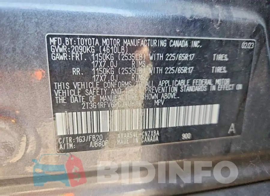 2T3G1RFV6PC340814 Photo# 13