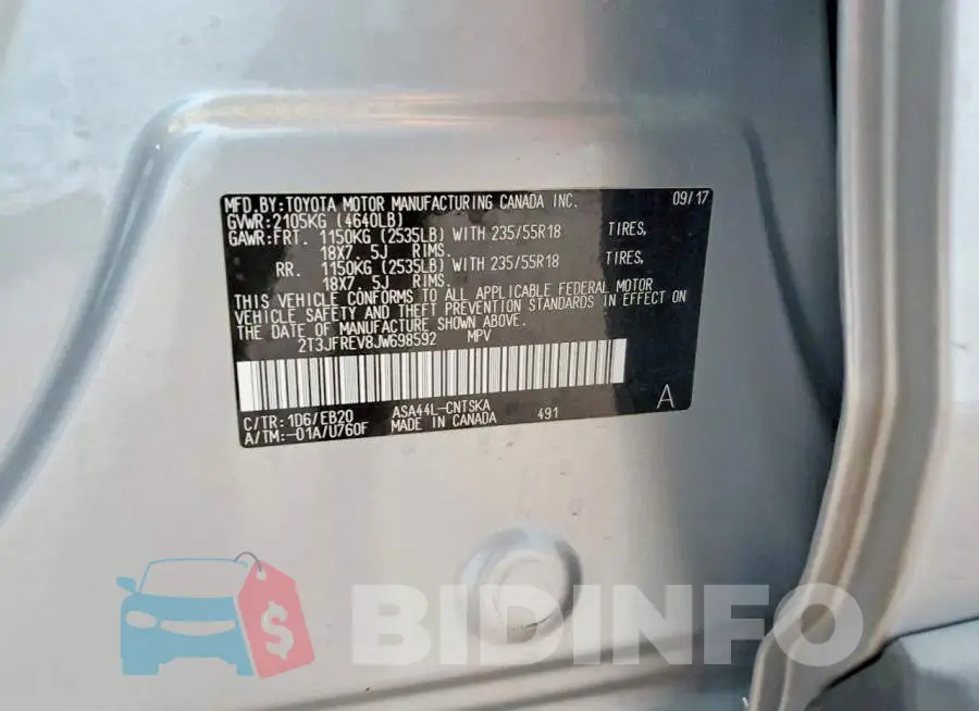2T3JFREV8JW698592 Photo# 14