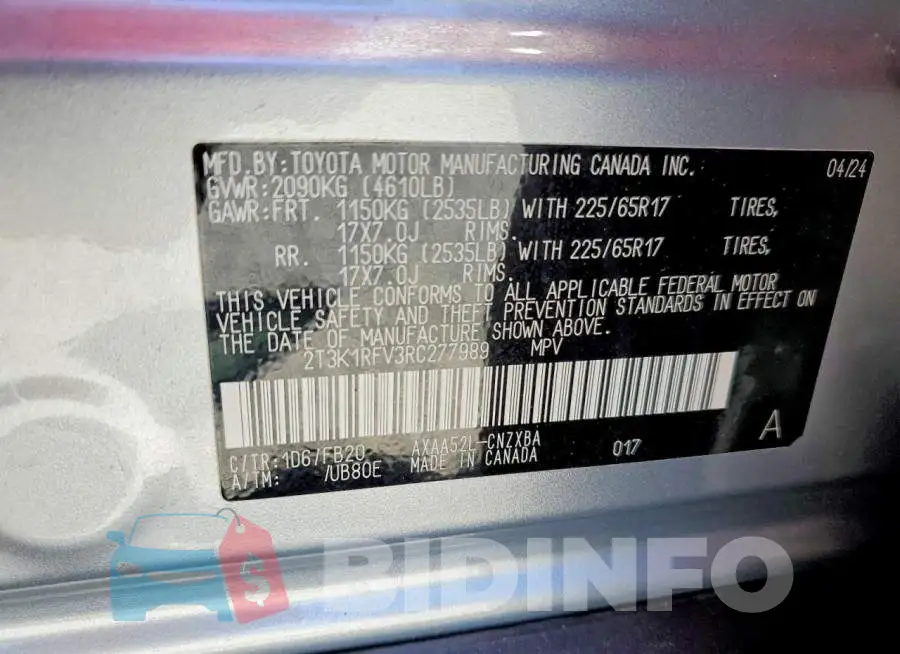 2T3K1RFV3RC277989 Photo# 13