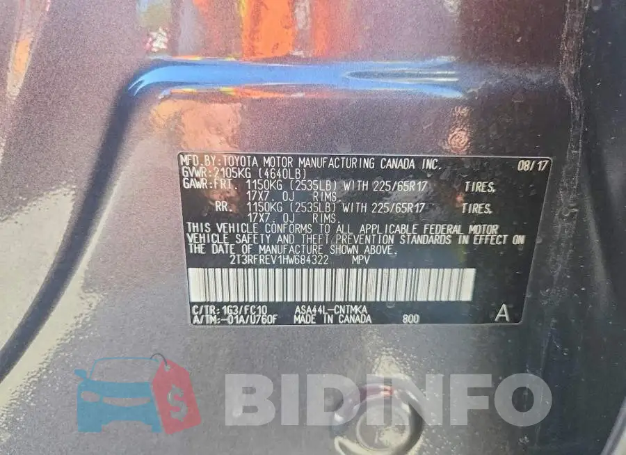 2T3RFREV1HW684322 Photo# 13