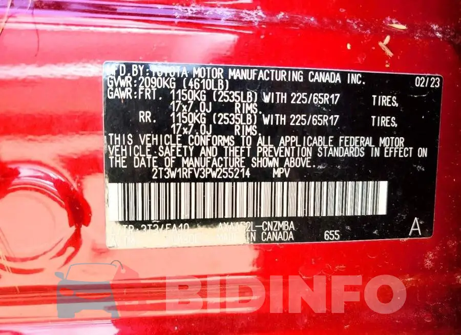 2T3W1RFV3PW255214 Photo# 13