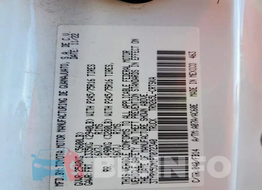 3TYRX5GN1PT072340 Photo# 12