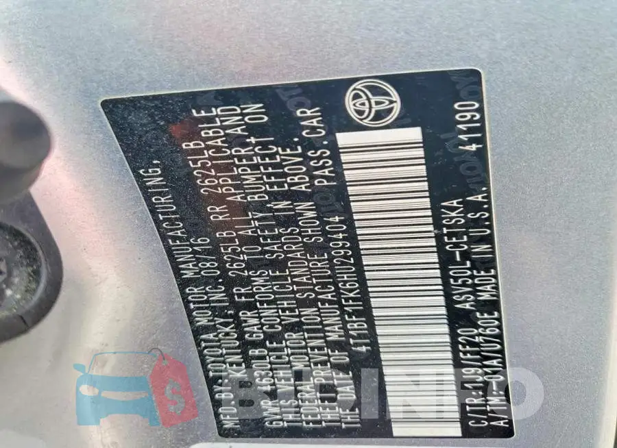 4T1BF1FK6HU299404 Photo# 12