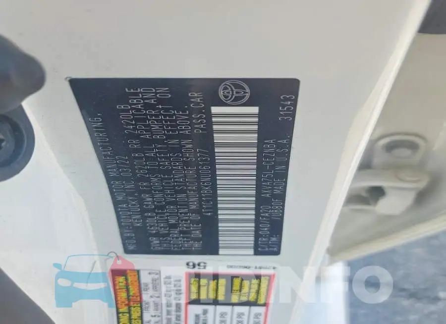 4T1C11BK6NU061377 Photo# 12