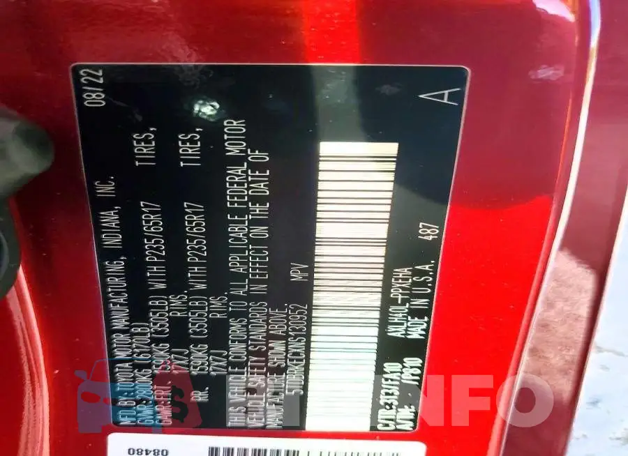 5TDBRKECXNS130952 Photo# 13