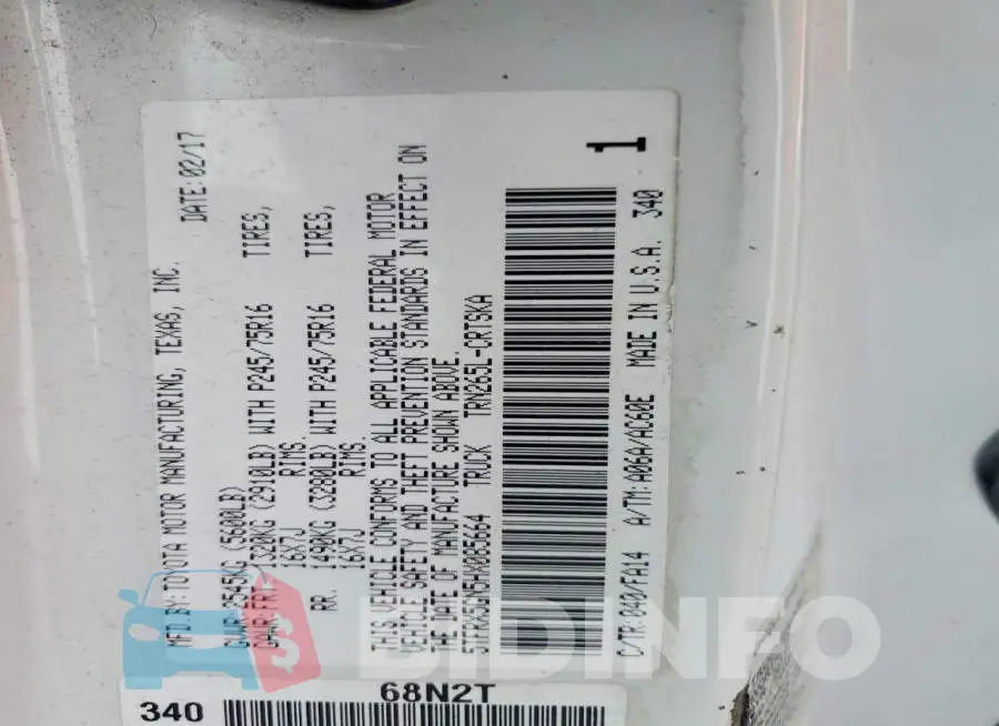 5TFRX5GN5HX085664 Photo# 12