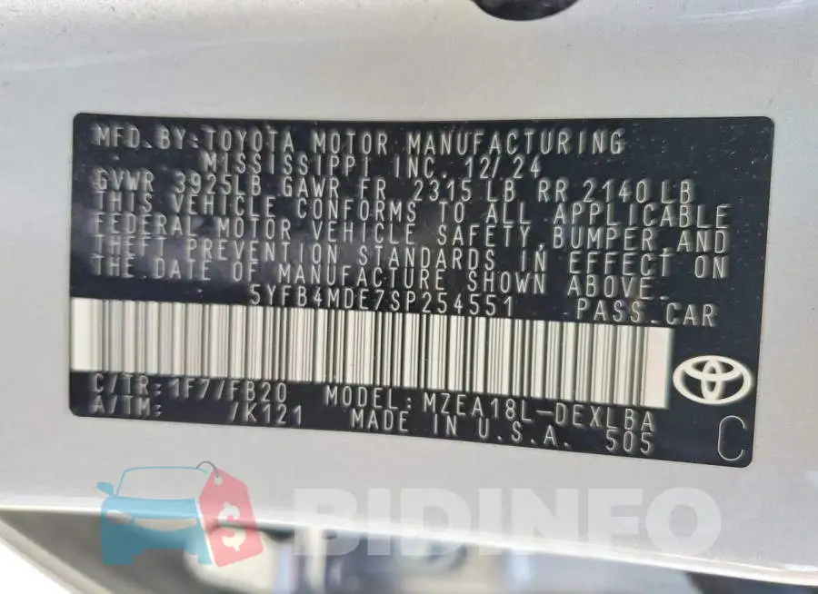 5YFB4MDE7SP254551 Photo# 13