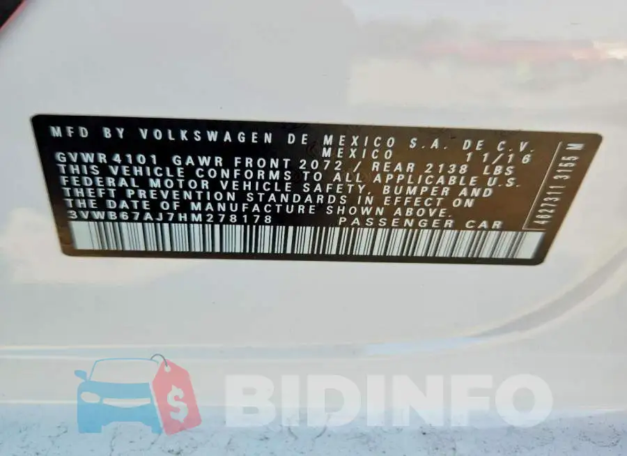 3VWB67AJ7HM278178 Photo# 13