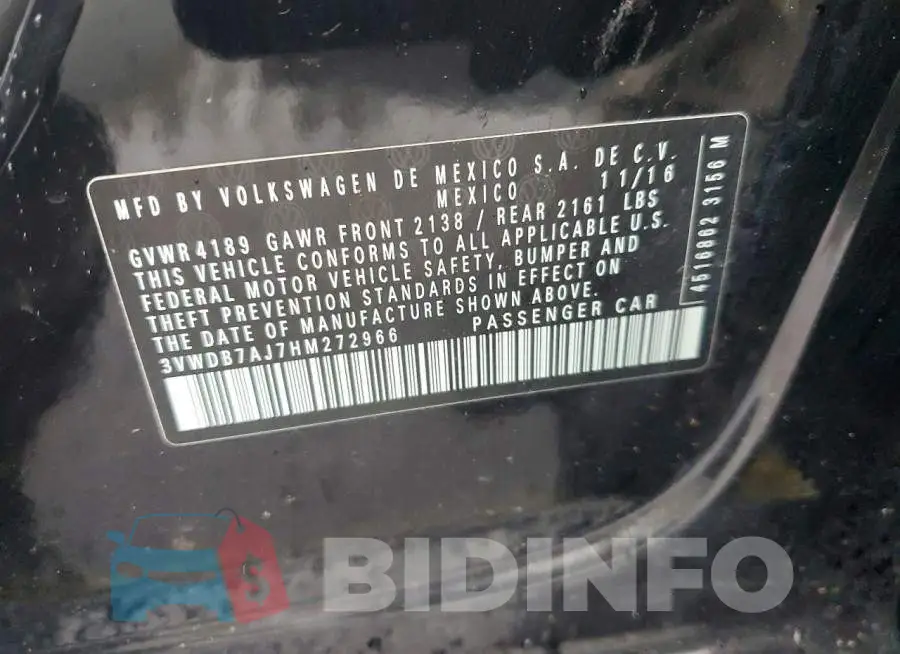 3VWDB7AJ7HM272966 Photo# 13