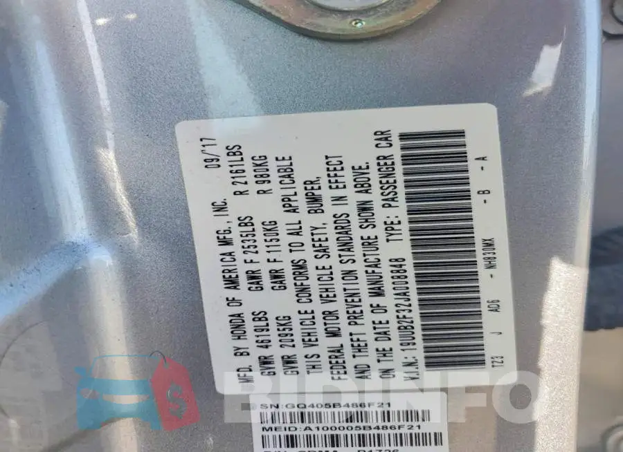 19UUB2F32JA008848 Photo# 12