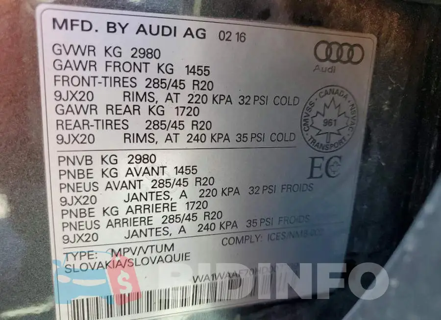 WA1WAAF70HD007739 Photo# 14