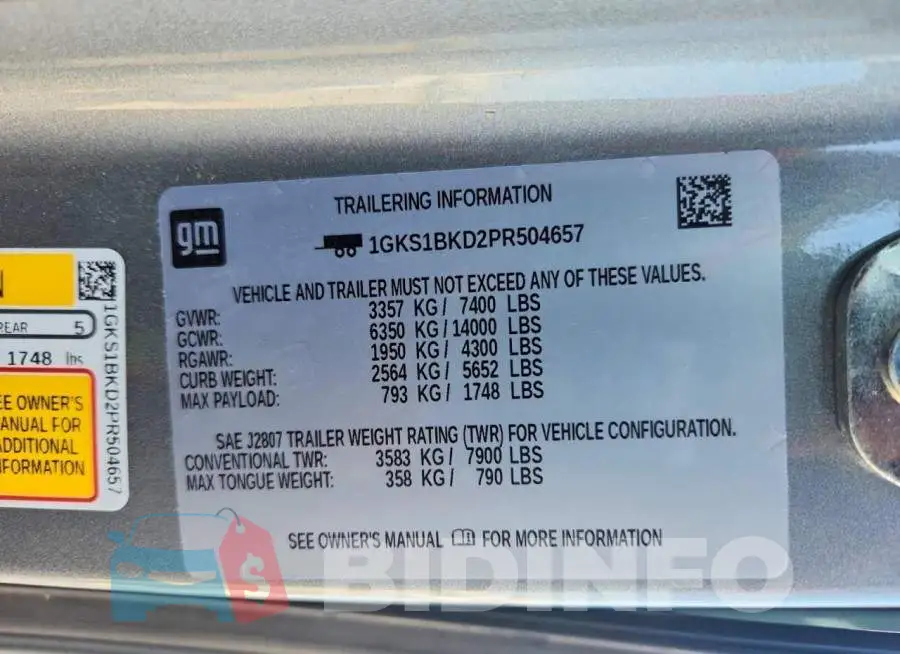 1GKS1BKD2PR504657 Photo# 13