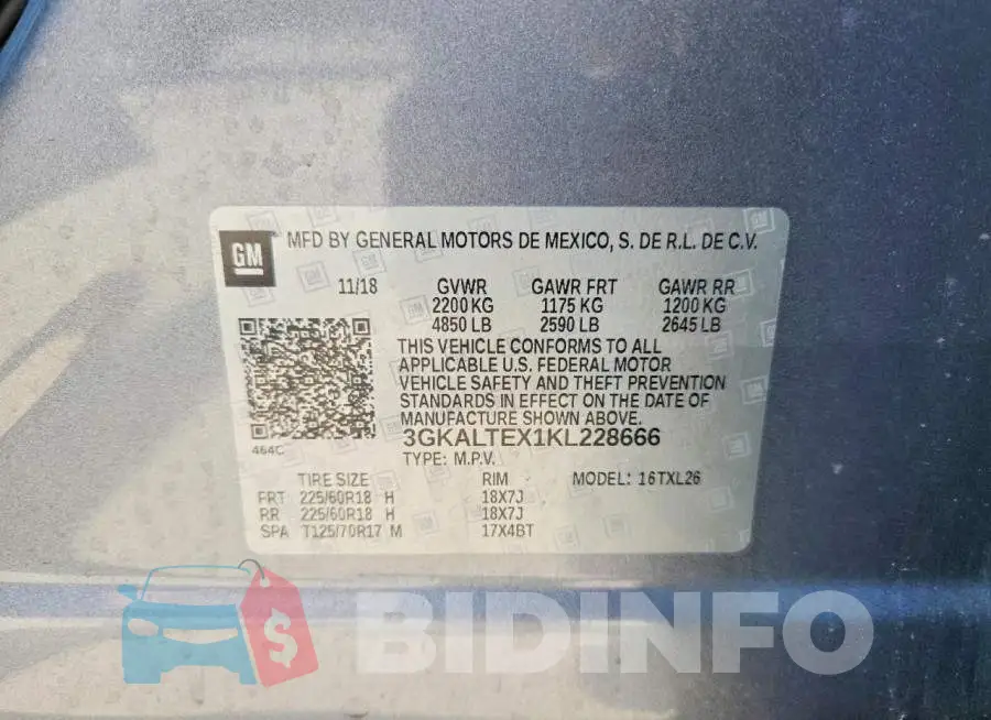 3GKALTEX1KL228666 Photo# 13