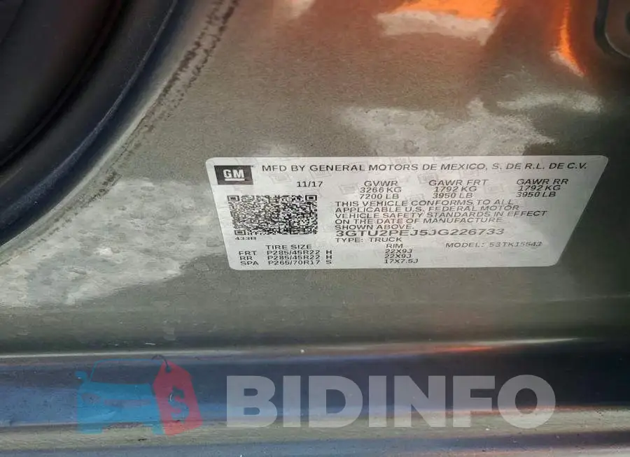 3GTU2PEJ5JG226733 Photo# 12